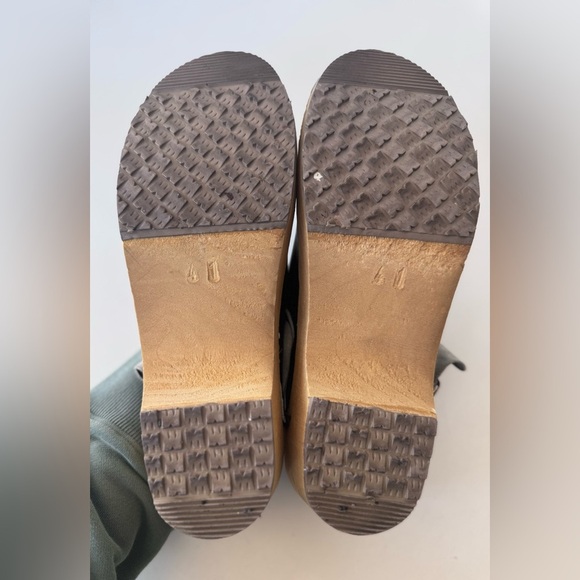 Black Leather Wooden Clog Sling back Buckle Mule Loafer Shoes Women’s Size 41 - Picture 9 of 11